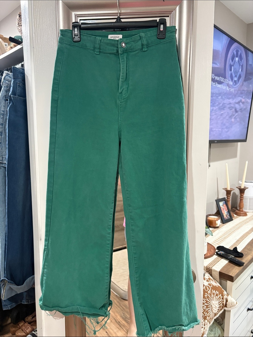 Wide-Leg High-Rise Jeans in Emerald Green by ANINE BING